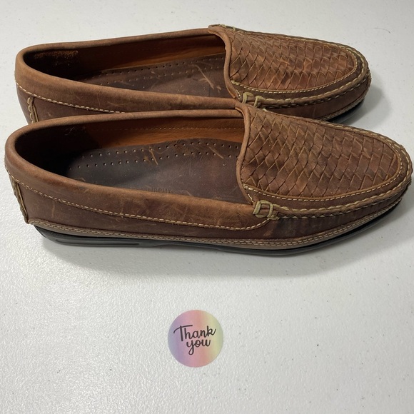 Johnston & Murphy Tan Woven Leather Loafers Size 9.5M SB-20